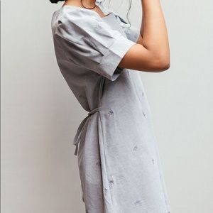 Lavender Embroidered Square Neck Dress, Blue